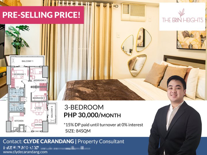 3 bed 84SQM Pre-selling Condo for Sale Commonwealth Quezon City
