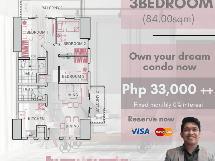 3-bedroom Residential Condo For Sale: THE ERIN HEIGHTS by DMCI Homes, QC