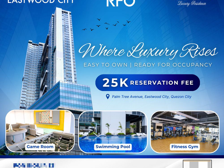 Ready For Occupancy 70.50 sqm 2-bedroom Residential Condo For Sale in Eastwood Quezon City