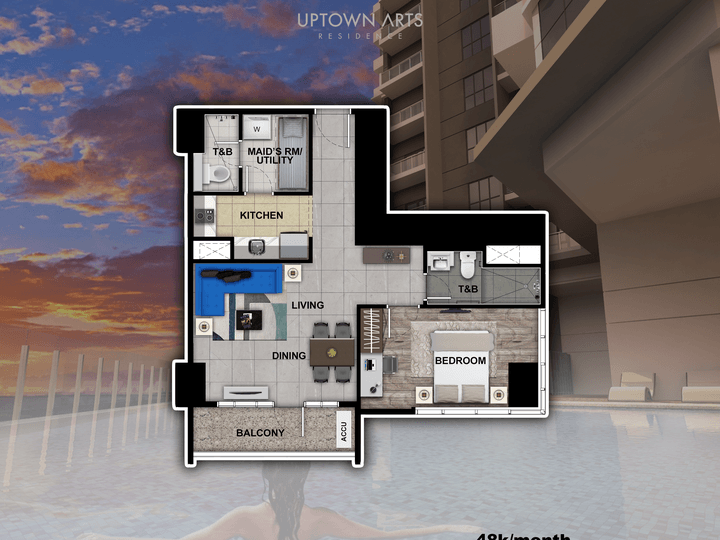 Executive 1 bedroom Uptown Arts Residence Bgc condo for sale Taguig