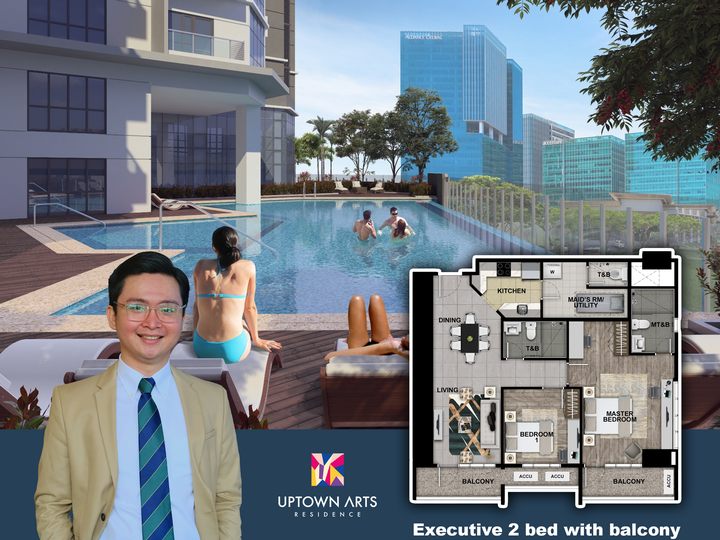 Executive 2-bed 96.5 sqm Uptown Arts Residence Bgc condo for sale