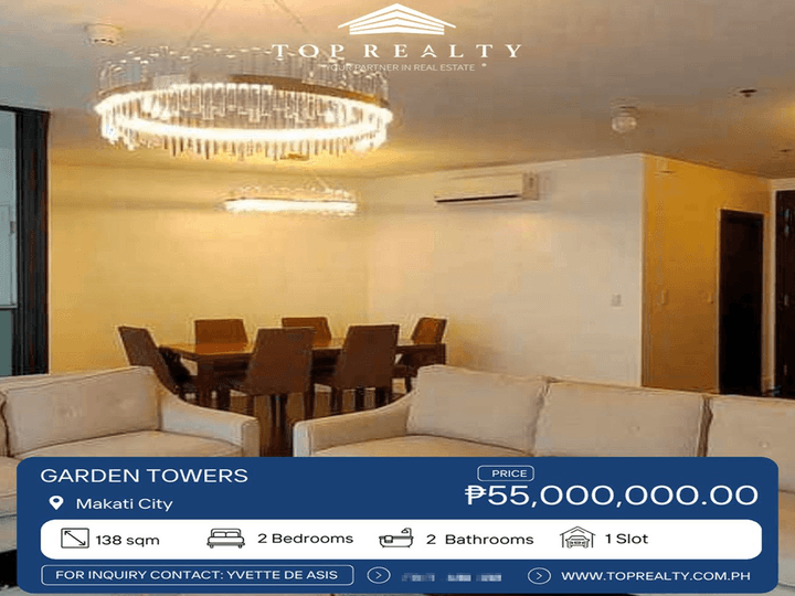 138.00 sqm 2-bedroom Condo For Sale in Garden Towers Makati City