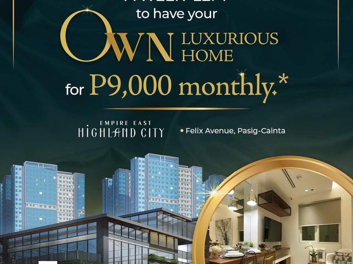 Condo Investment in Pasig-Cainta1 Bedroom @ P9,000 Monthly NO SPOT DP