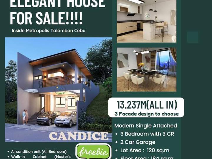 3-bedroomSingle Attached House in Metropolis 2 Cebu City