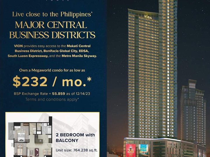 47.50 sqm 1-bedroom Condo For Sale in Makati Metro Manila