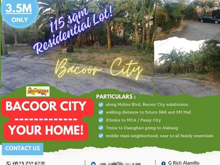 115sqm Residential Lot in Bacoor City.... along Molino Blvd subd.