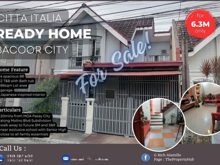 4BR Single Attached House and Lot in Citta Italia, Bacoor City