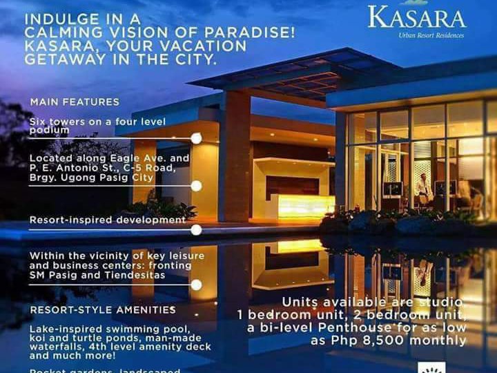 Affordable Condo in Pasig-Ortigas 2 Bedroom Kasara Urban Resort BGC Eastwood Greenhills For sale