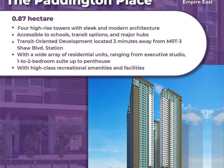 1 bedroom condo along Shaw Boulevard Mandaluyong City pre selling for sale near Robinsons Galleria