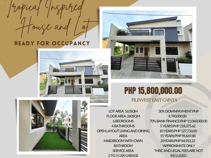 Tropical Inspired Single Attached house and lot in Filinvest East