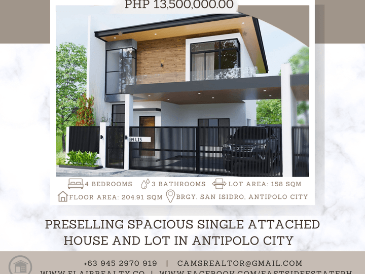 Preselling Spacious Single Attached House and Lot in Antipolo City