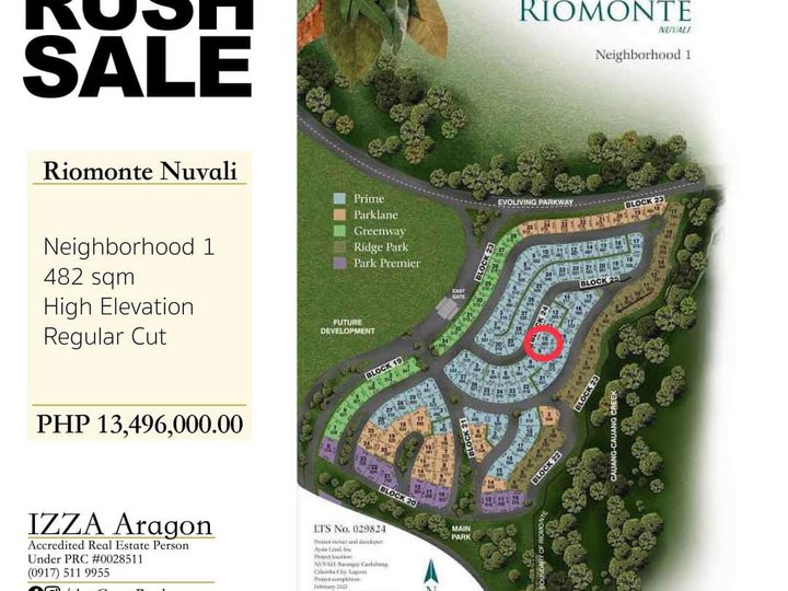 Riomonte Nuvali - Lot For Sale - Calamba Laguna  Neigborhood 1 482 s