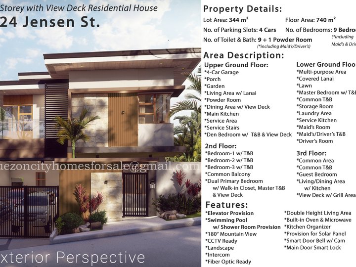 FOR SALE: 4-Storey with View Deck Residential House in Filinvest 2, QC
