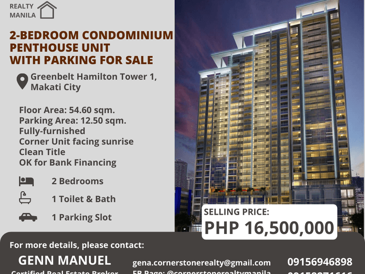 2-Bedroom Penthouse Condominium Unit For Sale at Greenbelt Hamilton
