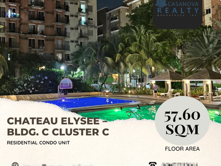 Chateau Elysee 57.60 sqm Condo For Sale in Paranaque Metro Manila