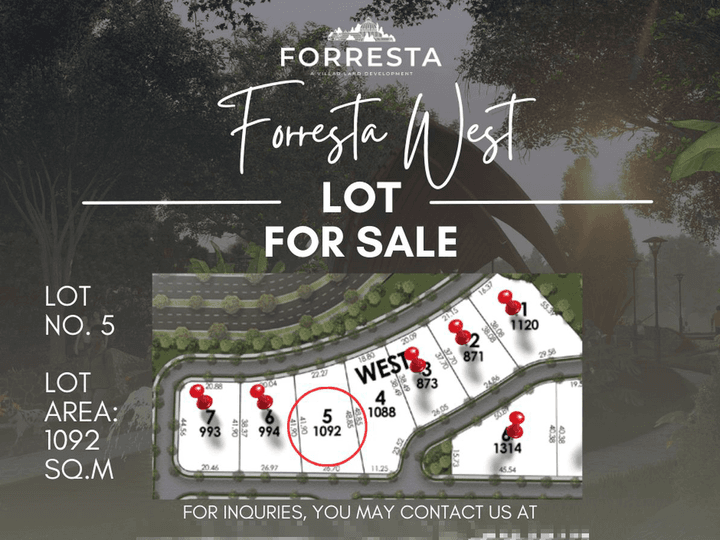 Forresta West - 1092 SQ.M Luxury Lot for Sales in Villar Land