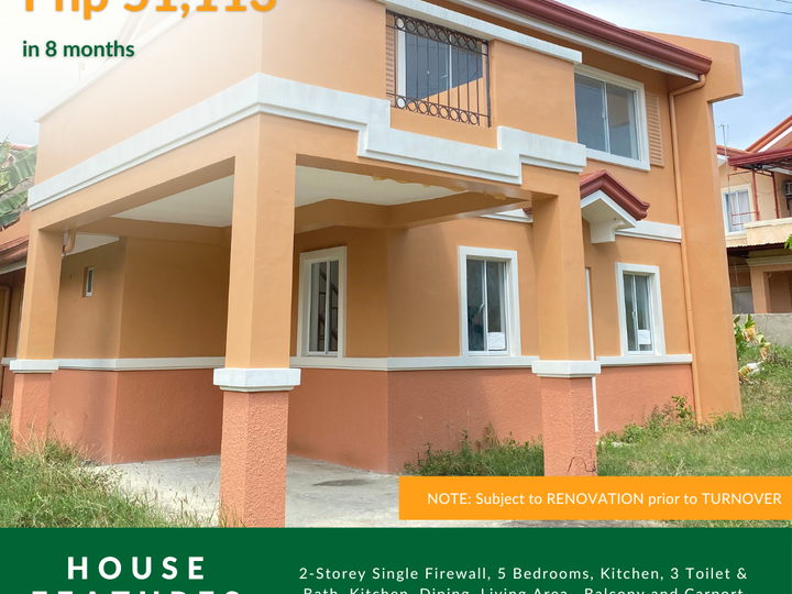5 BR 2-Storey Single Firewall with Balcony and Carport (RFO in Carcar)