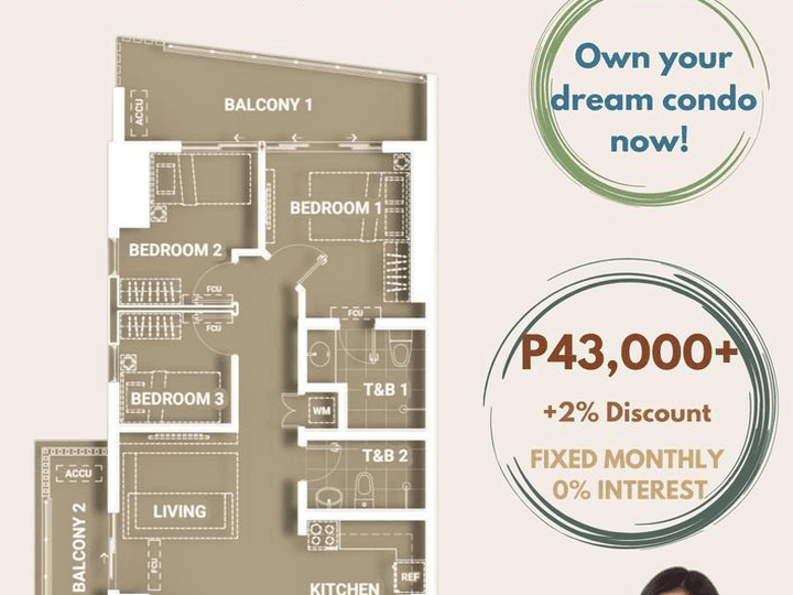 DMCI One Delta Terraces 3 Bedroom Preselling Condo For Sale in Quezon city near Eton