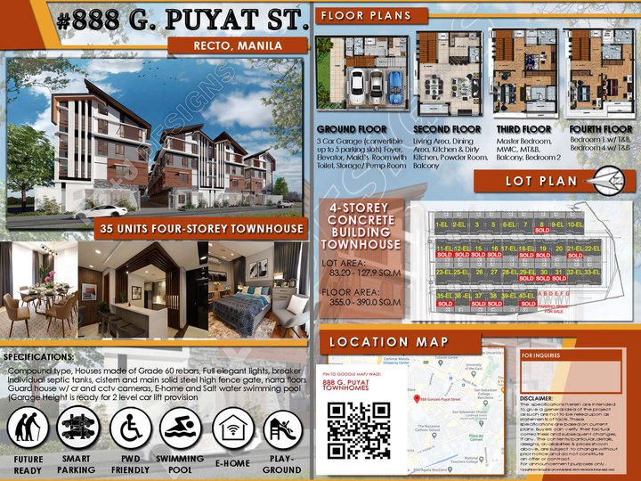For Sale G. Puyat Townhouse 4-bedrooms in Recto Metro Manila
