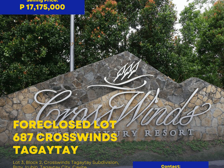 687 sqm Residential Lot For Sale in Crossswinds Tagaytay Cavite