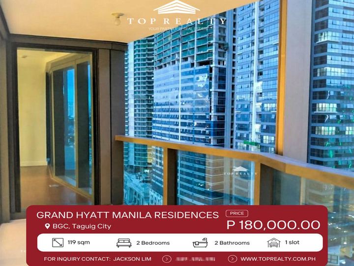 For Rent: 2BR Condo in Grand Hyatt Manila Residences at BGC, Taguig