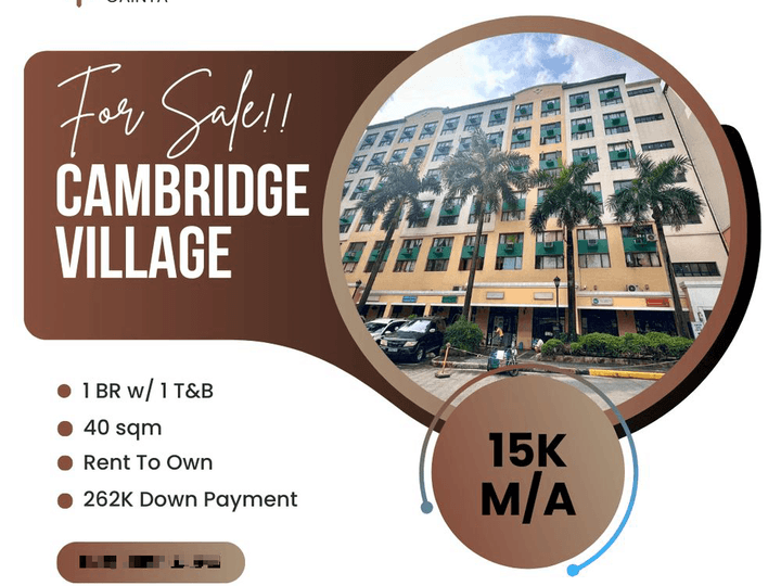 40.00 sqm 1 BR Condo For Sale Cambridge Village Rent To Own