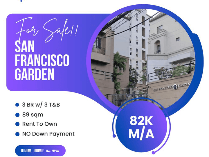 Condo in Mandaluyong Rent To Own 3 BR as low as 82K Monthly