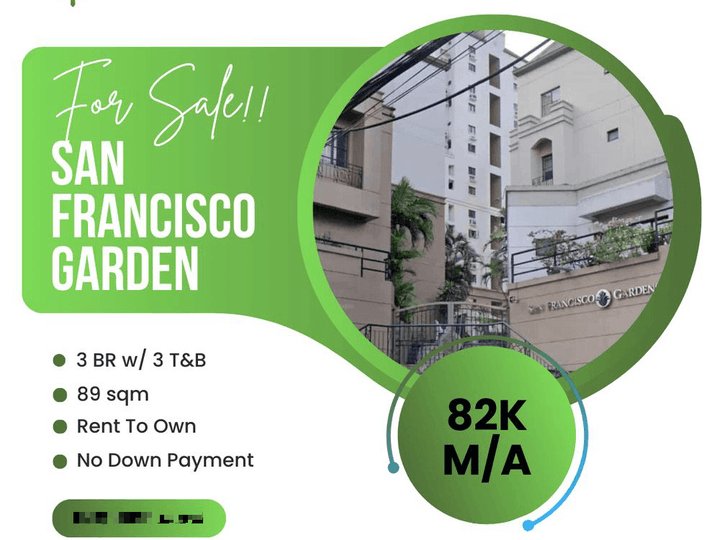 89sqm Condo in Mandaluyong "as is where is" no down payment San Francisco Garden