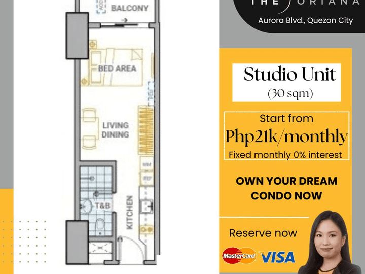 DMCI The Oriana Studio unit Preselling Condo For Sale in Quezon city near Cubao