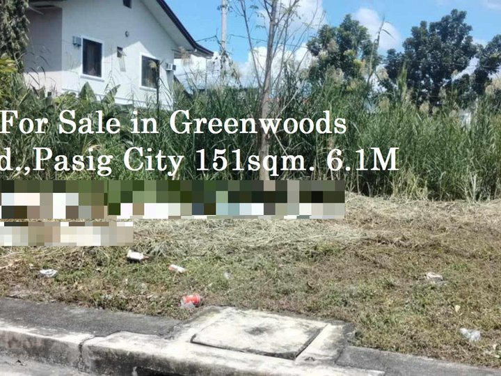 I'm selling residential lot in Greenwoods Subdivision,Pasig City 151sqm. 6.1M Dp20%1yr. Bal.80%10yrs