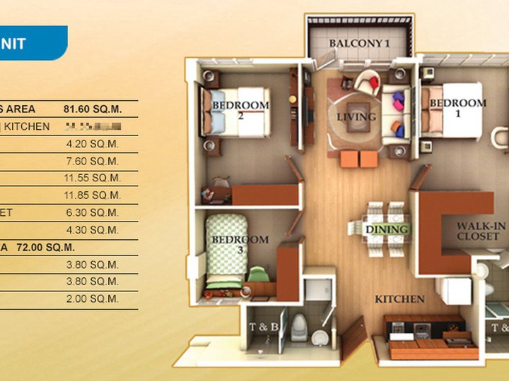 Ready For Occupancy 81.60 sqm 3-bedroom Residential Condo For Sale in Lancris Residences Paranaque