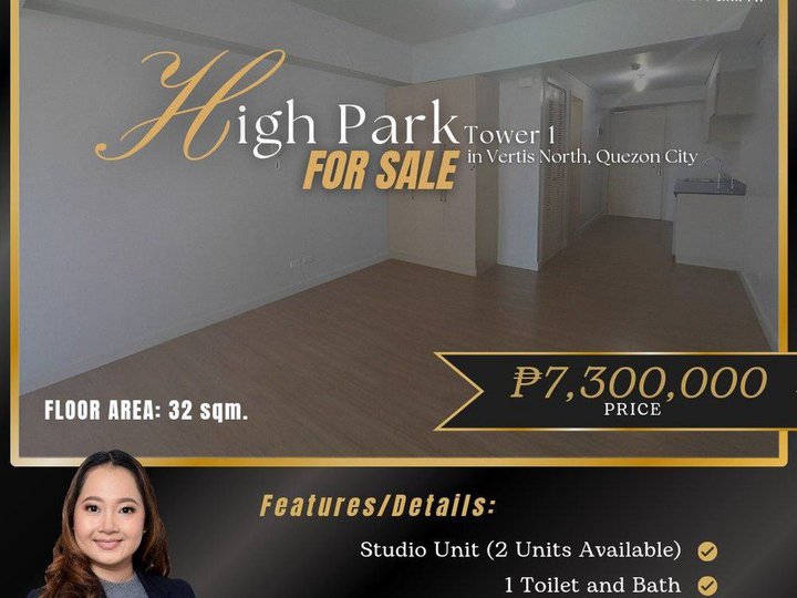 Studio Unit in High Park Tower 1 Vertis North, Quezon City for Sale