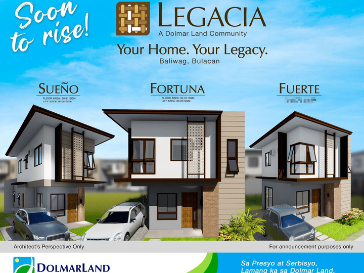 LEGACIA Sueno Model 2-bedroom Single Attached House For Sale in Baliuag Bulacan