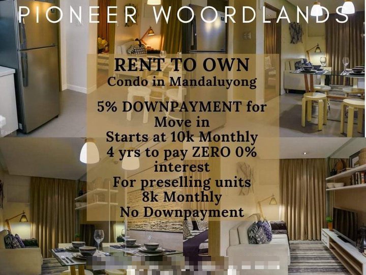 RFO Mandaluyong 150k DP MOVEIN RENT TO OWN 1BR 10k Monthly Pioneer Woodlands BONI ORTIGAS AYALA BGC