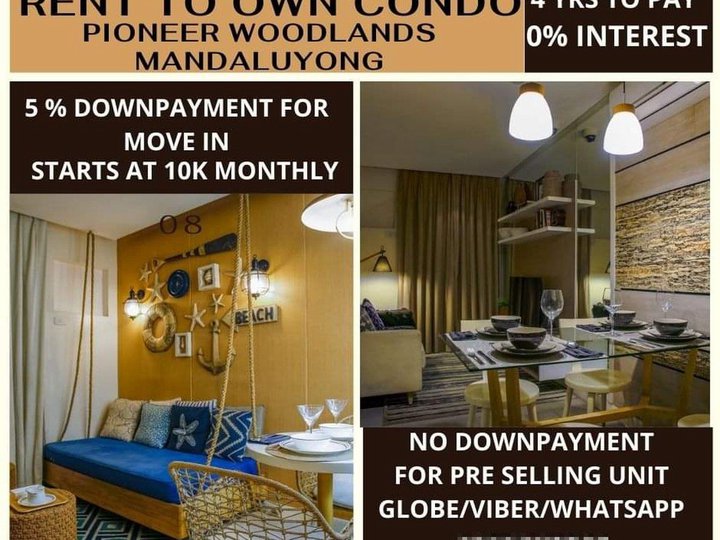 Mandaluyong Cheapest RFO 20k Monthly MOVEIN 5% DP 1BR Rent to Own Pioneer Woodlands Ortigas BGC SHAW