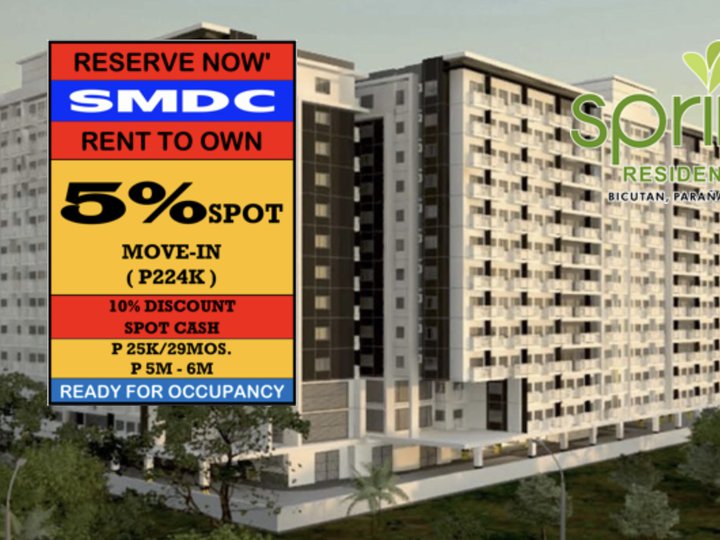Condo for RENT in SM Bicutan, Paranaque City at SMDC Spring Residences