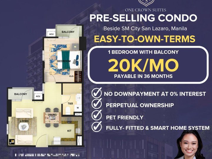 Megaworld One Crown Suites One Bedroom with Balcony Preselling Condo in Manila