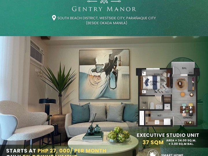 Ready for Occupancy 37-41sqm executive studio Residential Condo For sale in WESTSIDE CITY PARANAQUE