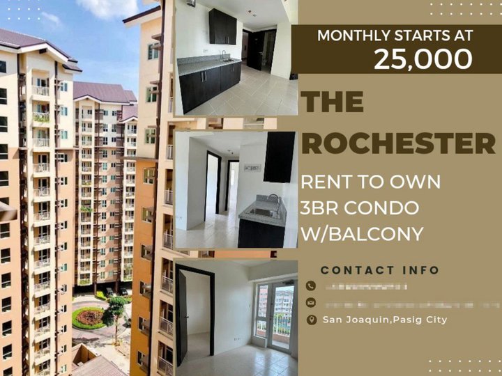 25K MONTHLY 3BR WITH BALCONY RFO RENT TO OWN CONDO ROCHESTER NEAR BGC