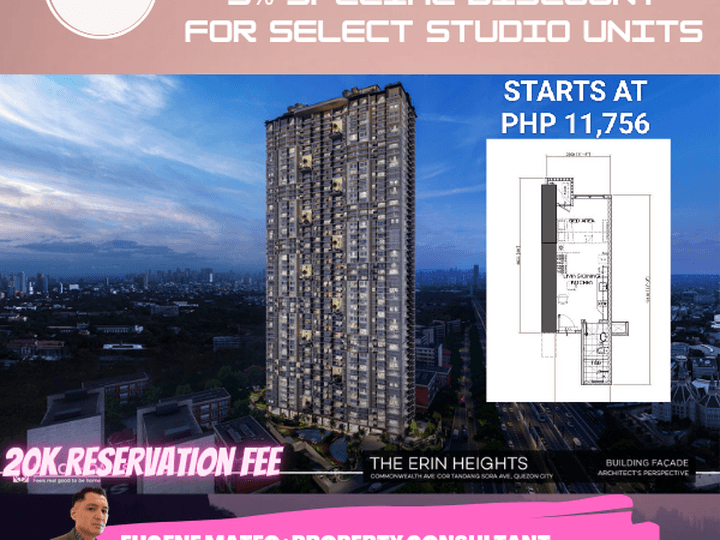 Affordable Pre Selling Studio Unit Condo in Quezon City 11k++/Monthly