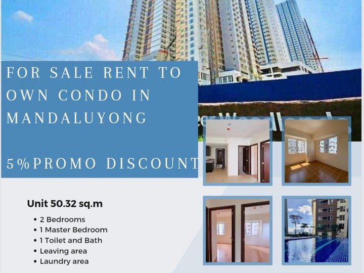 70.8 sqm 2-Bedroons Condo for Sale in Mandaluyong Rent to Own 25k Mo.