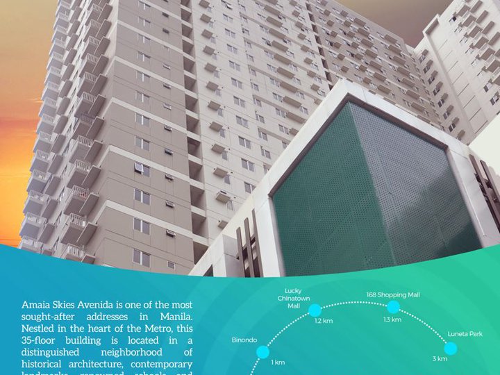 32 sqm 1 Bedroom Condo for Sale in Amaia Skies Avenida, Manila.