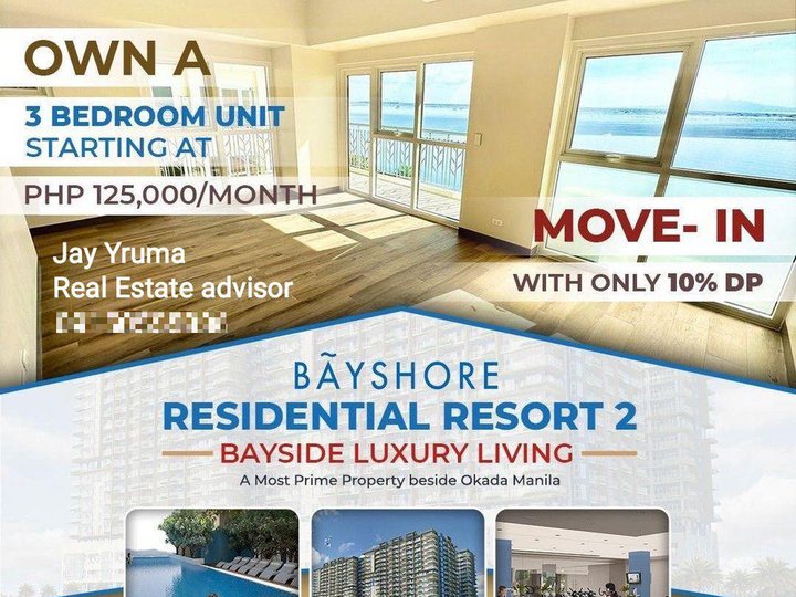 120.00 sqm 3-bedroom Condo For Sale in Entertainment City / E-city Paranaque Metro Manila