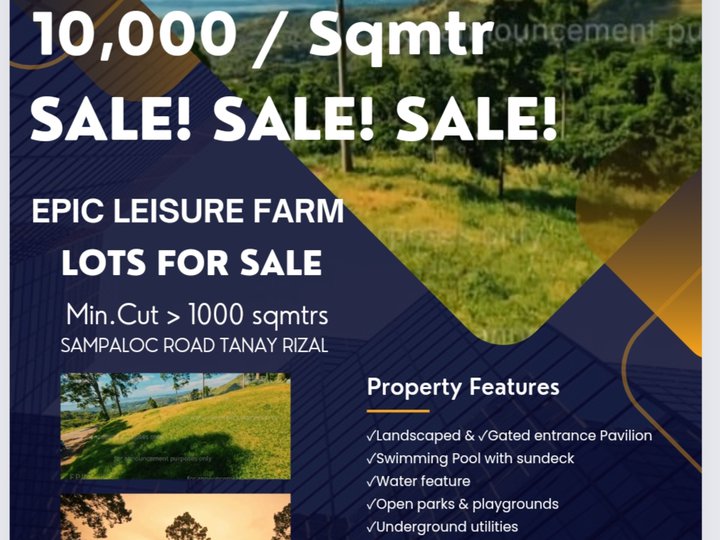 1,000 sqm LEISURE FARM Lot For Sale
