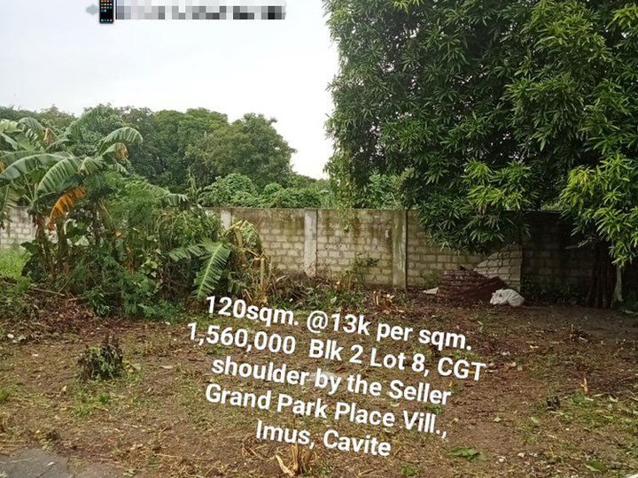 120 sqm Residential Lot For Sale in Grand Park Place, Anabu, Imus Cavite