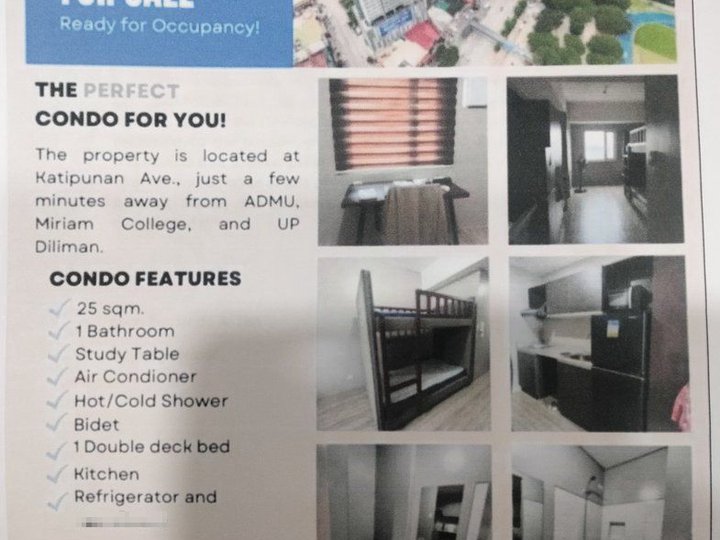 Pre-Owned 25.00 sqm Studio Residential Condo For Sale in Quezon City