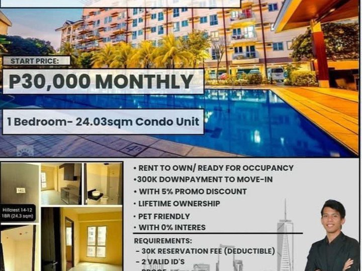 Ready For Occupancy 24.30 sqm 1-bedroom Residential Condo For Sale in Pasig