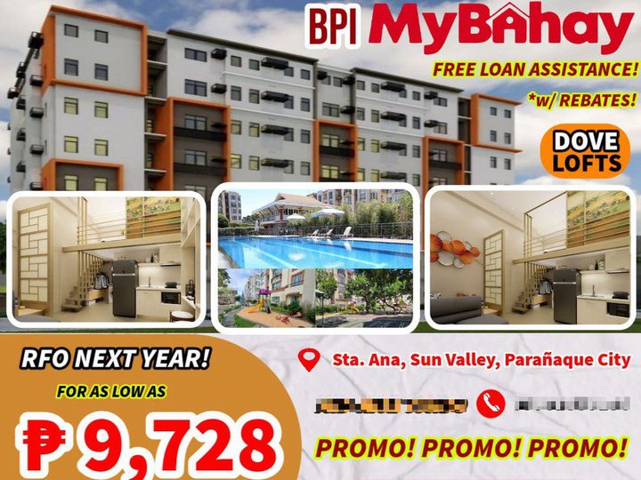 Free Aircon Loft-Type Condo For Sale thru BPI MyBahay Program / PagIbig Fund Accredited in Paranaque