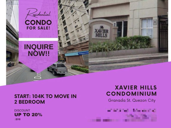 104K To Move In 57.50 sqm 2-bedroom Condo For Sale in Quezon City Xavier Hills Condo