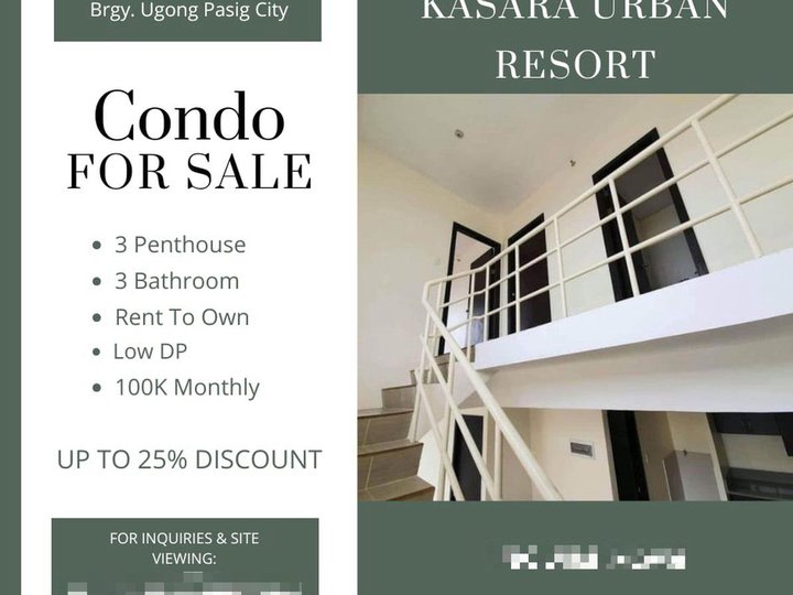 Penthouse 3 bedroom in Kasara Urban Resort Near SM Center Pasig